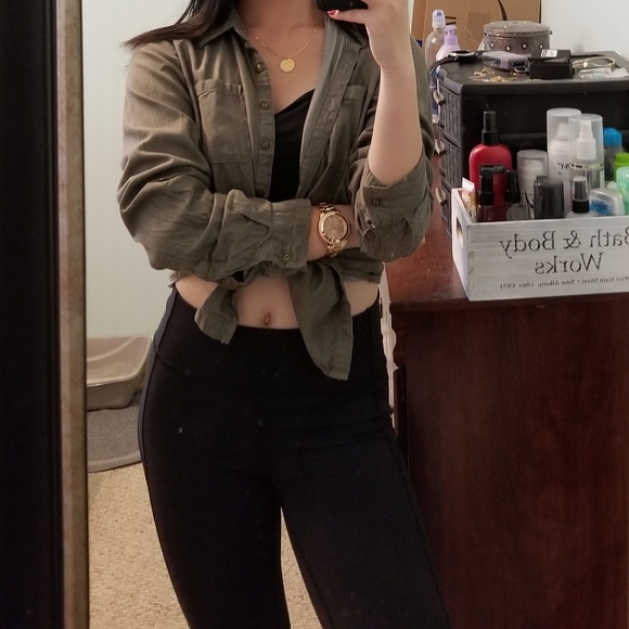 WESTPORT Embroidered Army Green Button Down Shirt - Picture 2 of 7